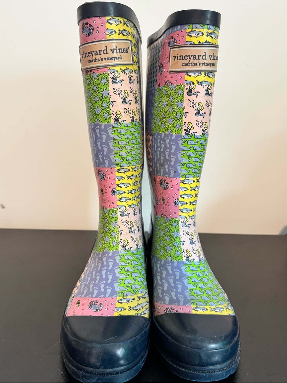 Vineyard Vines Patchwork Sea Life Rain Boots - Pink, Green, Blue, Yellow